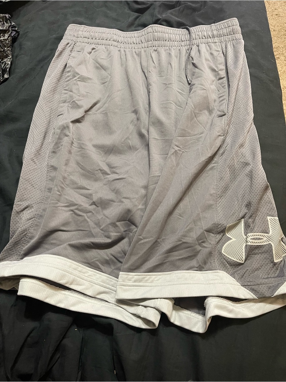 Under Armour Gray Athletic Mesh Shorts with White Trim